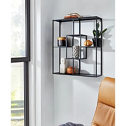 Pegane Etagère murale en métal laqué noir - Longueur 60 x Hauteur 70 x Profondeur 18 cm pas cher