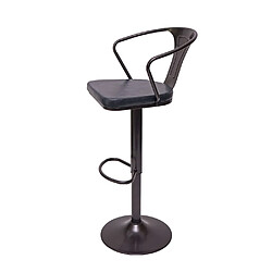 Mendler 2x Tabouret de bar HWC-H10b,réglable en hauteur,avec accoudoirs,pivotant,design industriel ~ vintage noir-gris