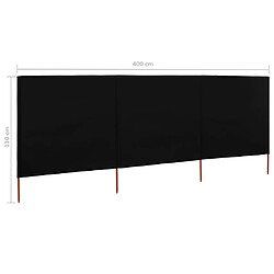 vidaXL Paravent 3 panneaux Tissu 400 x 80 cm Noir pas cher