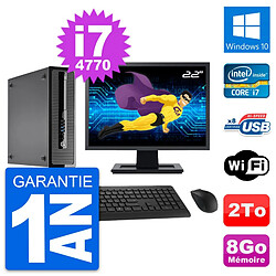 PC HP ProDesk 400 G1 SFF Ecran 22" i7-4770 RAM 8Go Disque 2To Windows 10 Wifi - Occasion