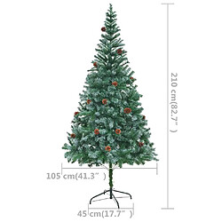 vidaXL Arbre de Noël artificiel pré-éclairé/boules pommes de pin 210cm pas cher