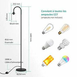 Acheter EMKE Lampadaire Noir Design Moderne avec Interrupteur à pied Lampadaire en Verre E27 Style Minimaliste