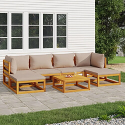 Maison Chic Salon de jardin 7 pcs + coussins - Mobilier/Meubles de jardin - Table et chaises d'extérieur taupe bois massif -MN17173