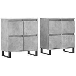 vidaXL Buffets 2 pcs gris béton bois d'ingénierie