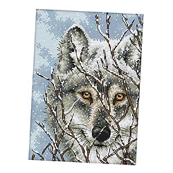 ensemble de broderie au point de croix estampillé - loup des neiges 11ct 27x39cm