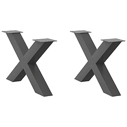 vidaXL Pieds de table basse forme de X 2 pcs anthracite 70x(42-43) cm