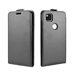 Etui en PU cheval fou vertical flip noir pour votre Google Pixel 4a