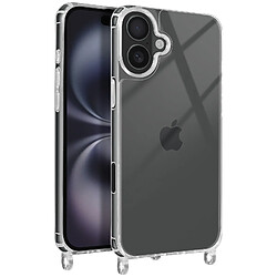 Avizar Coque pour iPhone 16 Plus Silicone Antichoc avec Cordon Tressé Transparent