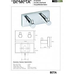 Bemeta - Maison De La Tendance Patère double murale BETA en chrome 12cm x 5,5cm x5cm