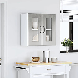 Avis vidaXL Armoire murale de cuisine avec porte en verre Kalmar gris béton