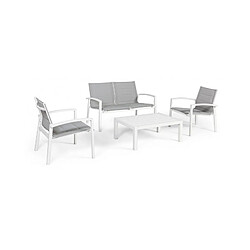 Webmarketpoint Ensemble de jardin Salon en aluminium Blanc Yk11 4 pièces