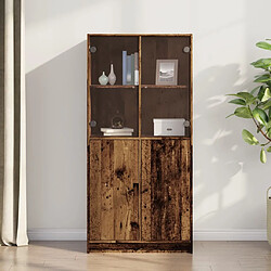 vidaXL Buffet haut avec portes vieux bois 68x37x142 cm bois ingénierie