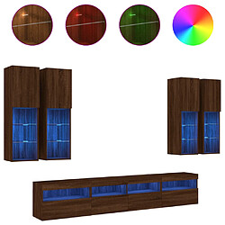 vidaXL Ensemble de meubles TV muraux 7pcs et lumières LED chêne marron