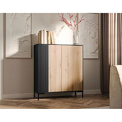 Acheter Bestmobilier Cambridge - buffet haut - bois et noir - 129 cm