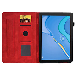 Etui en PU avec support, porte-cartes et porte-stylo pour votre Huawei MediaPad T3 10 - rouge