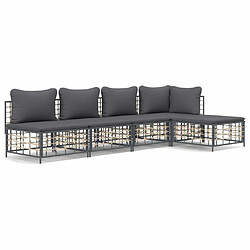 Maison Chic Salon de jardin 5 pcs + coussins - Mobilier/Meubles de jardin - Table et chaises d'extérieur anthracite résine tressée -MN19836