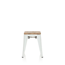 Tabouret VANTAGGIO W Métal blanc / Assise bois clair hjh OFFICE