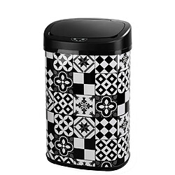 Poubelle automatique 58l inox motif carreau de ciment - bat-58ls06a tile black ss - KITCHEN MOVE