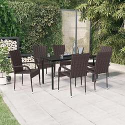 vidaXL Ensemble de salle à manger d'extérieur 7 pcs Marron et noir