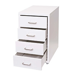 Decoshop26 Caisson à tiroirs armoire de bureau 48x28x41 cm 4 tiroirsen acier blanc 04_0008261