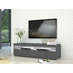 Alter Meuble TV de salon, Made in Italy, Meuble TV 1 porte, Meuble TV de salon, cm 130x45h36, couleur Gris cendré, avec lumière LED blanche