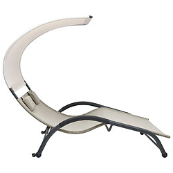 Avis Maison Chic Chaise longue | Transat Bain de soleil double avec auvent textilène crème -GKD90381