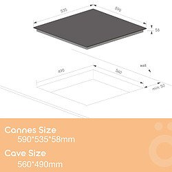 Cannes Table de cuisson à induction Linarie LS60I1F2Z 60 cm 4 zones avec zone flexible pas cher