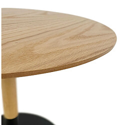 Avis Alterego Table basse design ronde 'DILA H40' en bois finition naturelle et métal noir