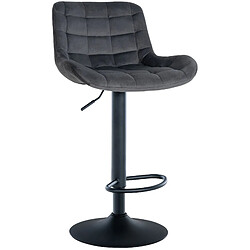 Decoshop26 Tabouret de bar x1 structure métallique noir assise en velours gris foncé avec surpiqûres 10_0005447