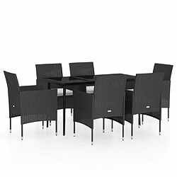 vidaXL Ensemble à manger de jardin avec coussins 7 pcs Noir