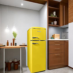 LINARIE Réfrigérateur congélateur 2 portes retro Arzy LJDD206LEMON 206 Litres Lemon pas cher