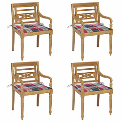 Maison Chic Lot de 4 Chaises Batavia avec coussins | chaises Relax Bois de teck solide -GKD97828