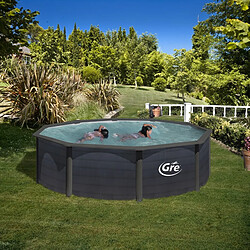 Piscine ronde en acier Gre Kea 460x120 cm avec échelle avec plateforme et purificateur de sable 4 000 L/h, couleur anthracite