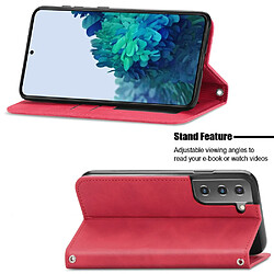 Coque en TPU + PU style rétro avec support et porte-cartes rouge pour votre Samsung Galaxy S22