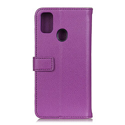 Etui en PU peau de litchi avec support violet pour votre Samsung Galaxy A21s