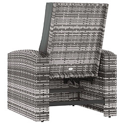 Maison Chic Fauteuil Relax pour salon, Fauteuil inclinable avec coussins gris résine tressée -GKD57579 pas cher