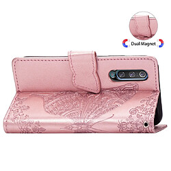 Wewoo Housse Coque Etui en cuir à rabat horizontal Butterfly Love Flowers pour Galaxy A70avec porte-cartes et porte-cartesainsi que portefeuille et lanière or rose