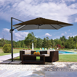 Elios Parasols Parasol de jardin avec bras réglable en aluminium avec mât décentralisé 3x3m Paradise Brown, Styles: sans volant