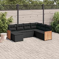 Maison Chic Salon de jardin 7 pcs avec coussins | Ensemble de Table et chaises | Mobilier d'Extérieur noir résine tressée -GKD78997