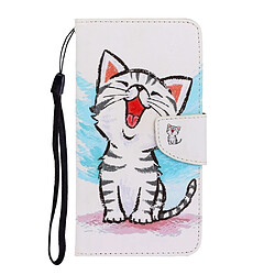 Etui en PU impression de motifs chat heureux pour votre Samsung Galaxy M11