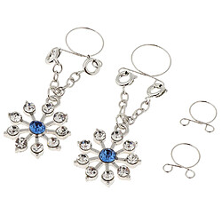 1 paire dame cristal fleur dangle non piercing mamelon anneau bijoux de corps bleu