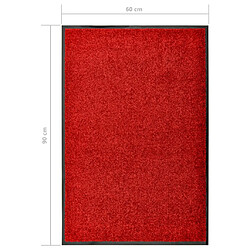 vidaXL Paillasson lavable Rouge 60x90 cm pas cher