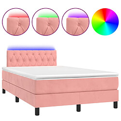 vidaXL Sommier à lattes de lit avec matelas et LED Rose 120x200cm