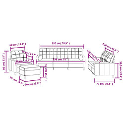 vidaXL Ensemble de canapés 4 pcs avec coussins marron tissu pas cher