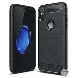 Htdmobiles Coque silicone gel carbone pour Apple iPhone X + film ecran - NOIR