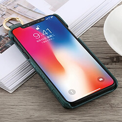 Wewoo Crocodile Texture PU + Coque PC pour iPhone X, avec support (Vert)