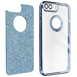 Avizar Coque pour iPhone 7 Plus et 8 Plus Paillette Amovible Série Protecam Spark Bleu