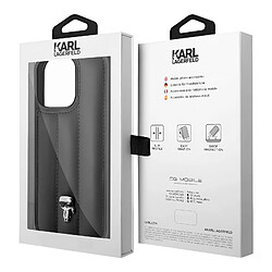 Karl Lagerfeld Coque pour iPhone 14 Pro Dos Cuir Vegan Matelassé Bords Rehaussés Noir