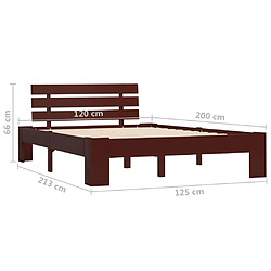 vidaXL Cadre de lit sans matelas marron foncé pin massif 120x200 cm pas cher