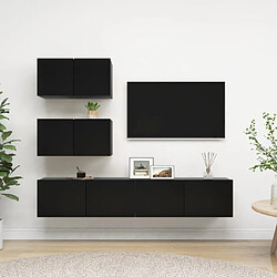 vidaXL Ensemble de meuble TV 4 pcs Noir Bois d'ingénierie